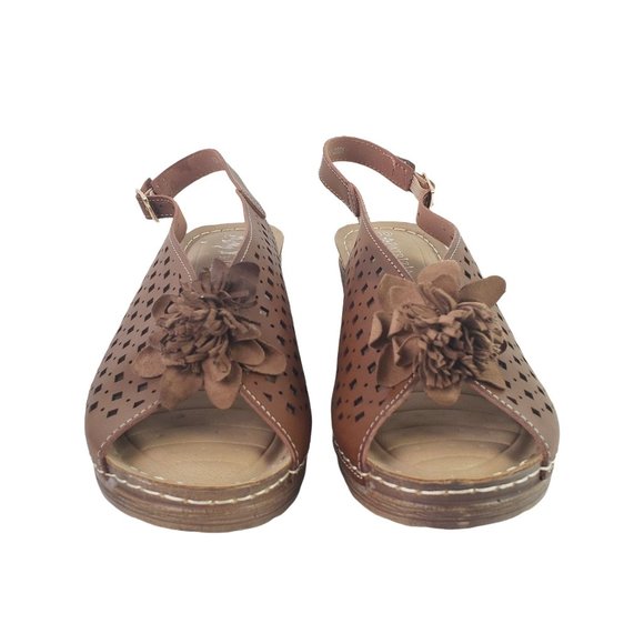 Patrizia by Spring Step, Ollevo Brown, Open Toe Sling Back Heeled Sandal, Sz 10 - Picture 4 of 8